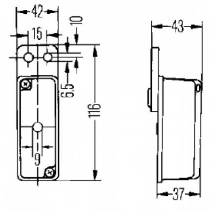 Hella breedtelicht Rood/Wit op houder