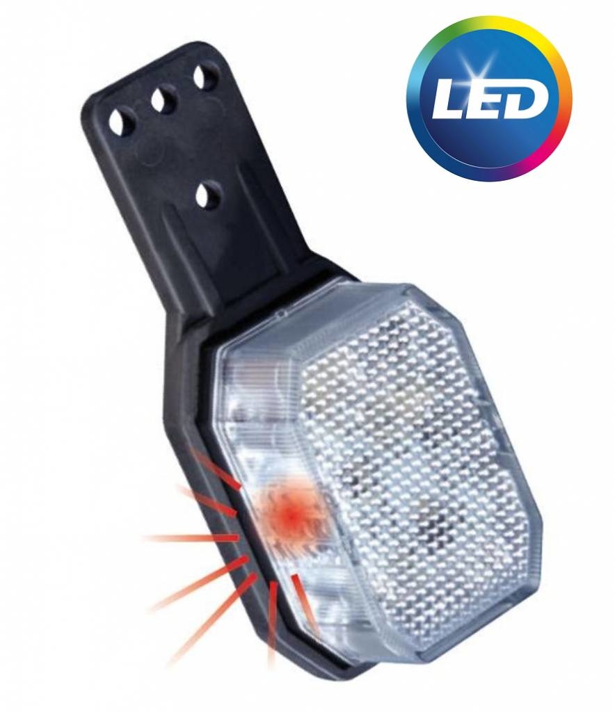 Aspock Flexipoint LED breedtelicht universeel rood / wit op kleine rubber houder met 0,5m kabel