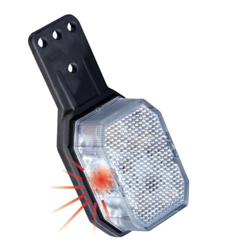 Aspock Flexipoint LED breedtelicht universeel rood / wit op kleine rubber houder met 0,5m kabel