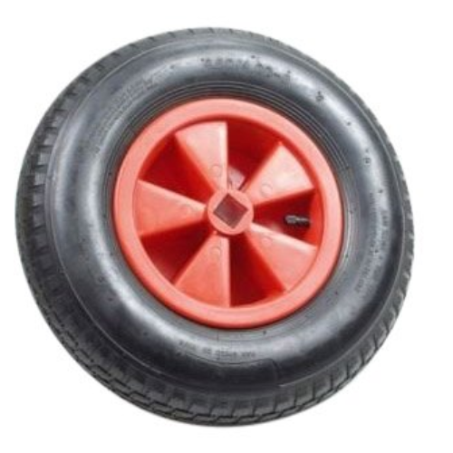 4.00-8 kruiwagenwiel - luchtband en kunststof velg - 100 kg maximale belasting - 25x25 mm vierkant asgat/naaf