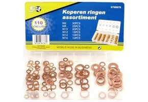 Koperen ringen 110-delig assortiment