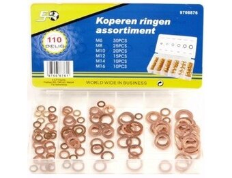 Koperen ringen 110-delig assortiment