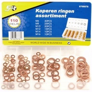 Assortiment koperen ringen 110-delig