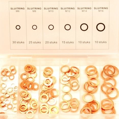 Assortiment koperen ringen 110-delig