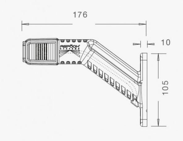 Aspock Superpoint 4 - links - wit/rood/oranje - LED - 100 cm platte kabel