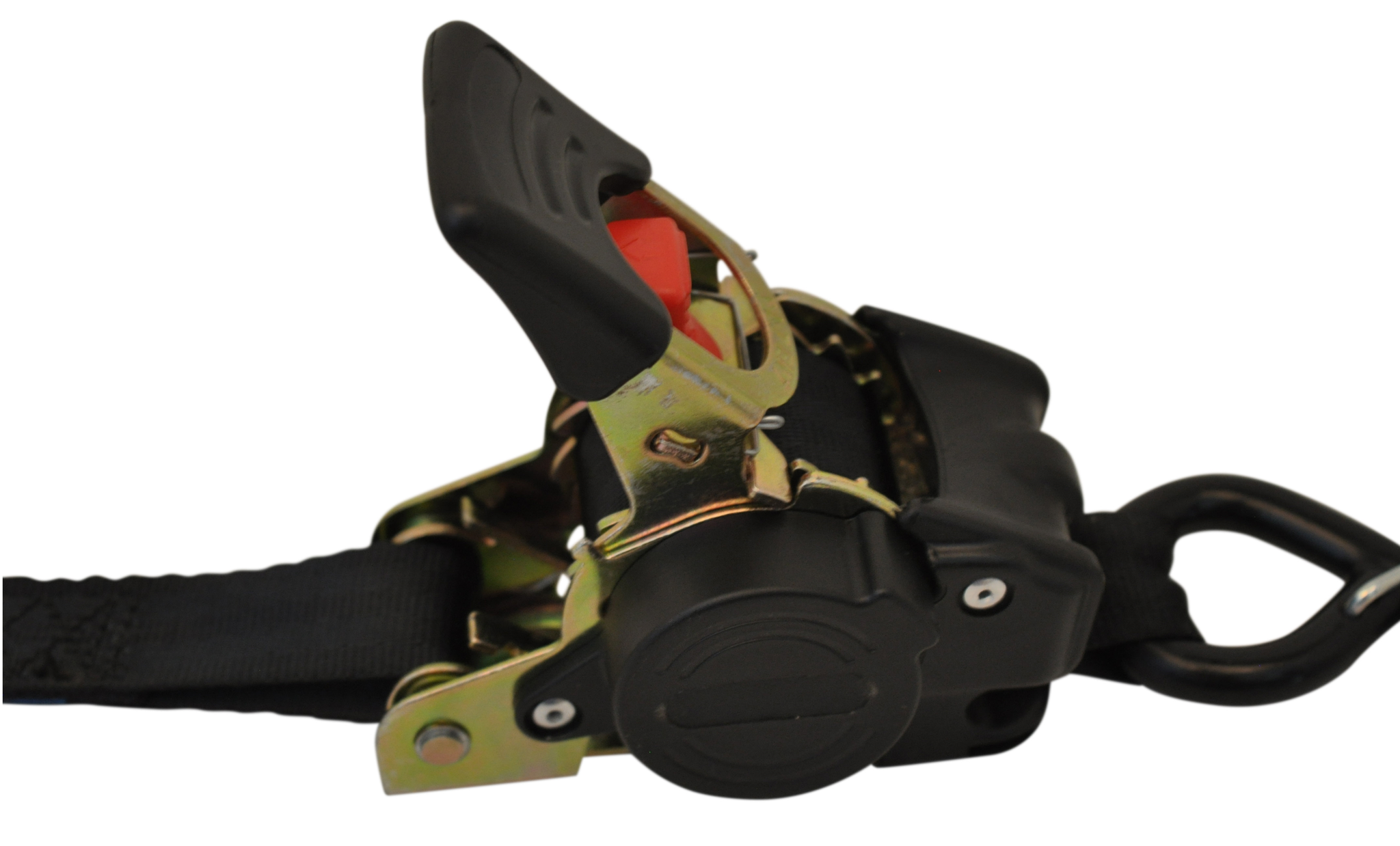 Automatisch oprollende spanband met borgveer en twee S-haken 180x2,5 cm (300 kg)