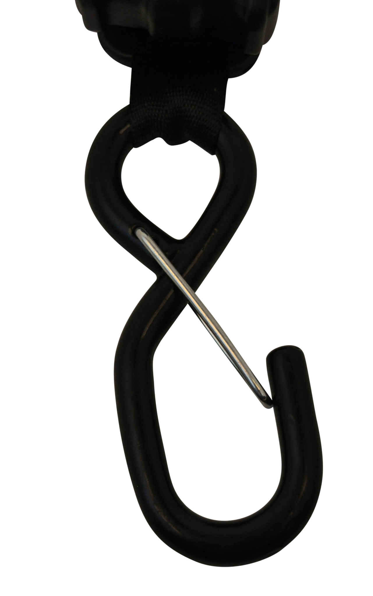 Automatisch oprollende spanband met borgveer en twee S-haken 180x2,5 cm (300 kg)