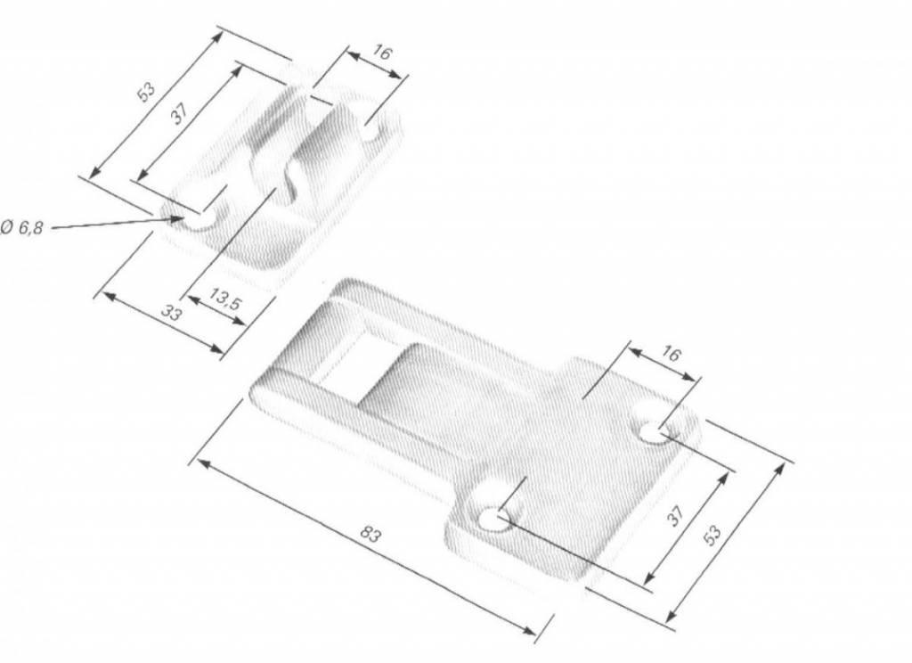 Dekselscharnier uitneembaar, 2 Delig voor Anssems type GT bagagewagen