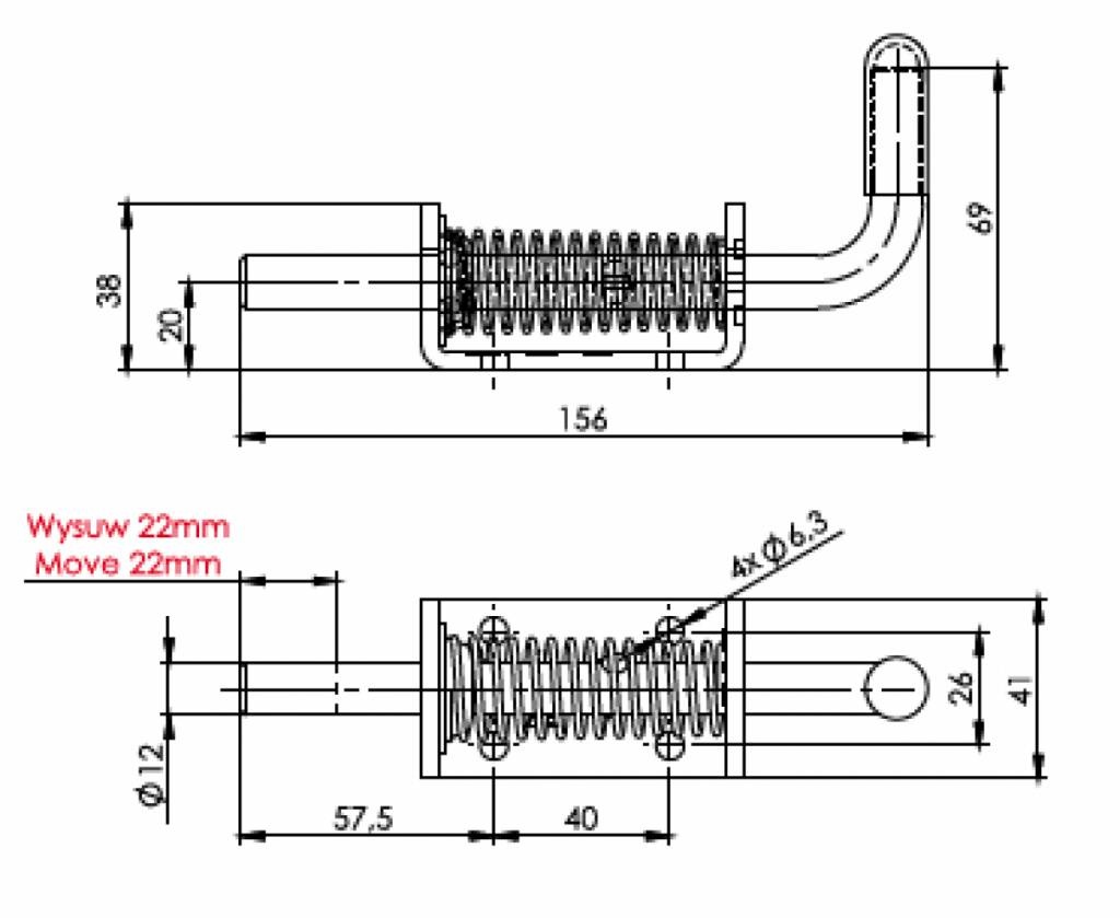 Schuifgrendel met trekveer vergrendelbaar
