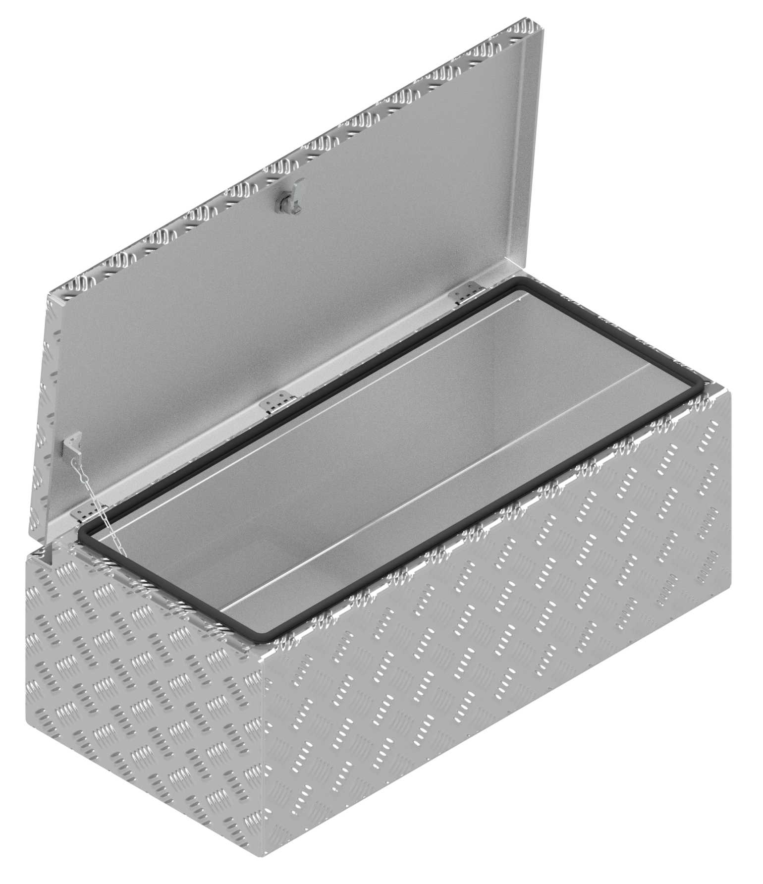 DE HAAN BOX L - 750x380x280 mm - waterdichte en stofdichte aluminium traanplaat disselkist - voorzien van vlinderslot, spansluiting of t-sluiting