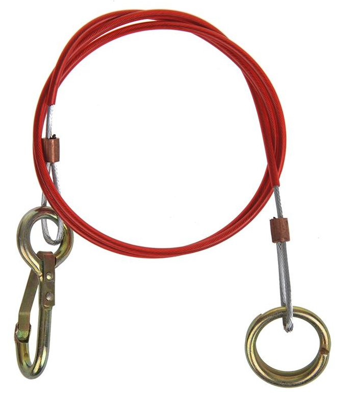 Breekkabel 150 cm knijphaak + ring (rood)