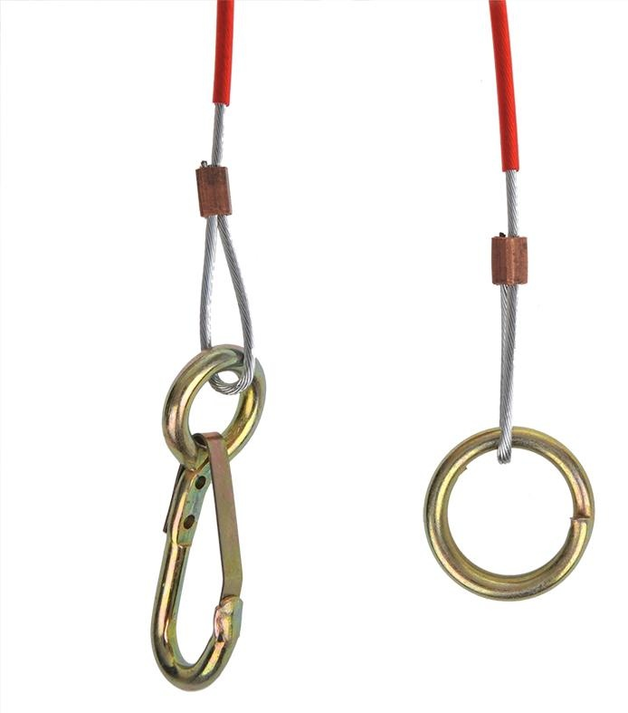 Breekkabel 150 cm knijphaak + ring (rood)