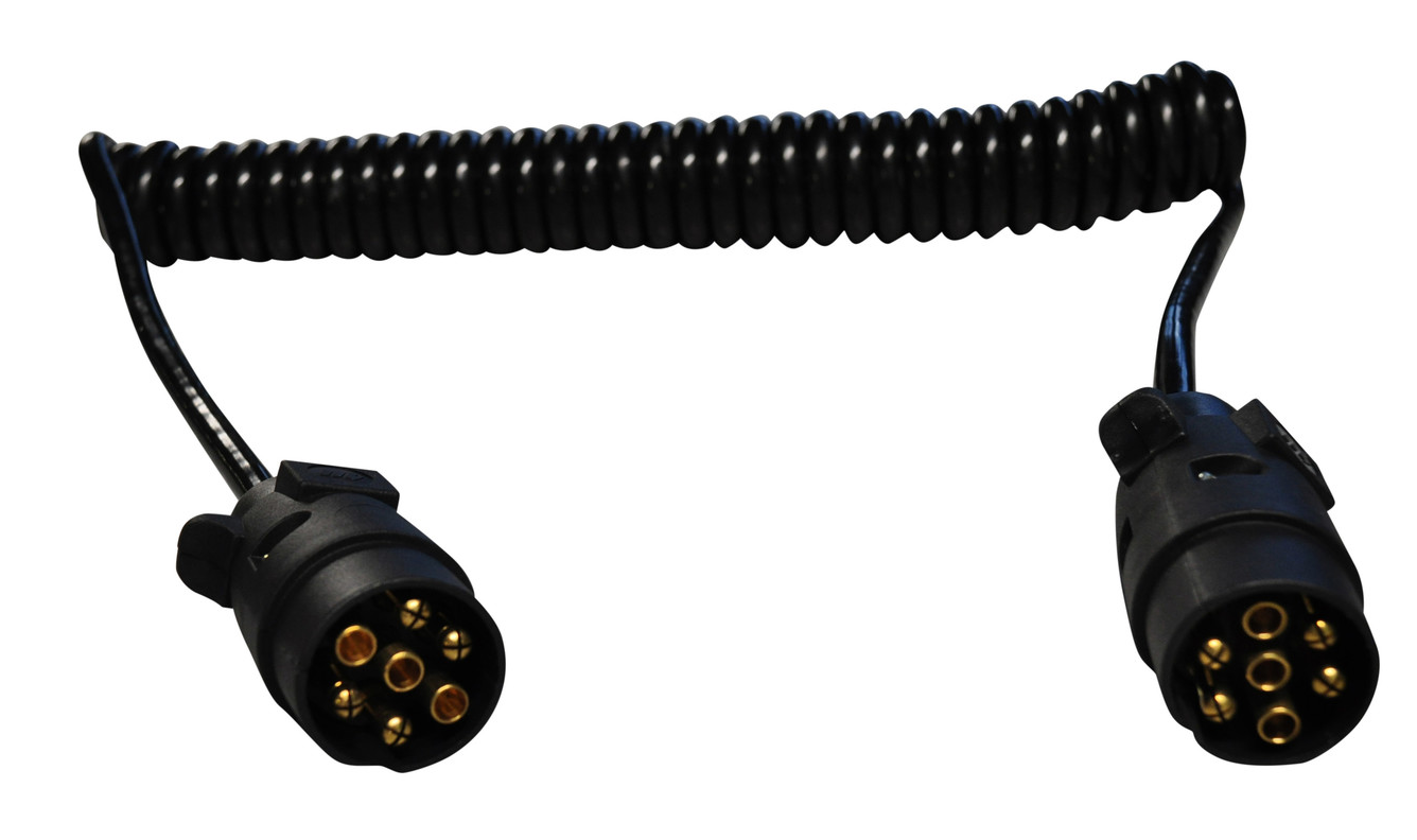 Premium verloop spiraalkabel 7 aderig met 2x 7-polige stekker - 90 tot 250 cm