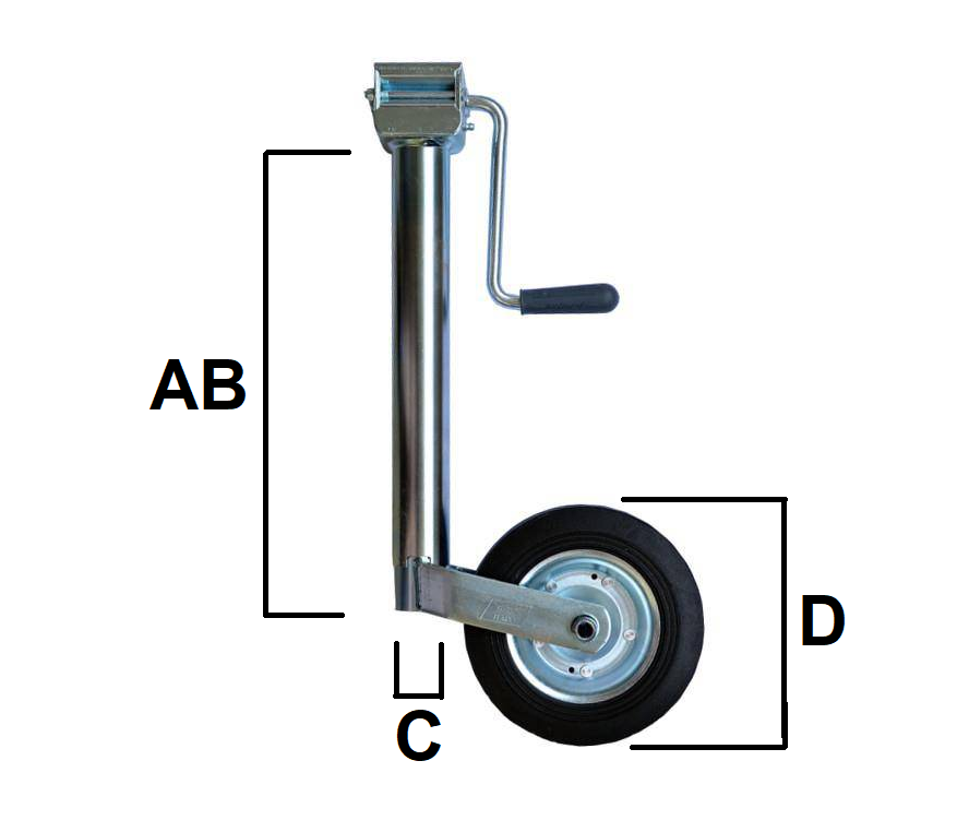 Premium Neuswiel 48 mm met zijslinger en rubber wiel op stalen velg