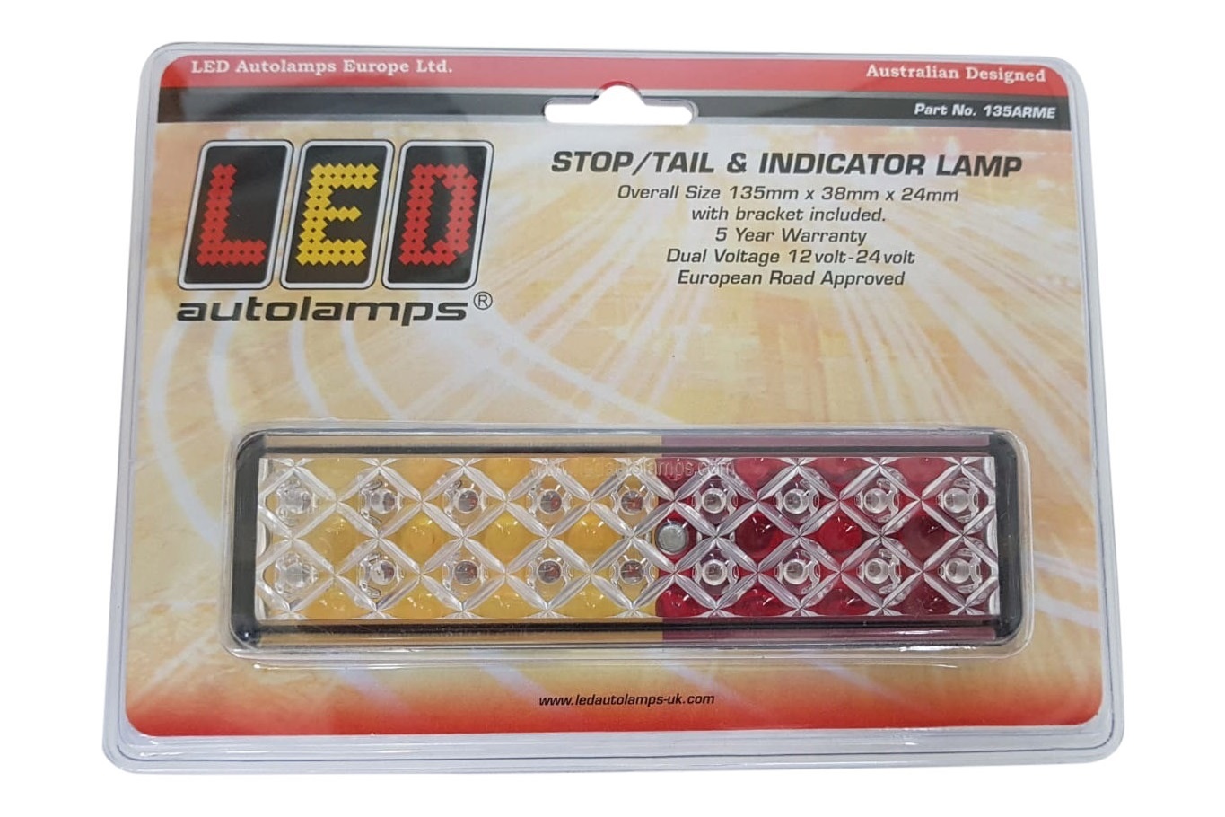 Achterlicht LED 135x38x24 mm - 3 functies LED