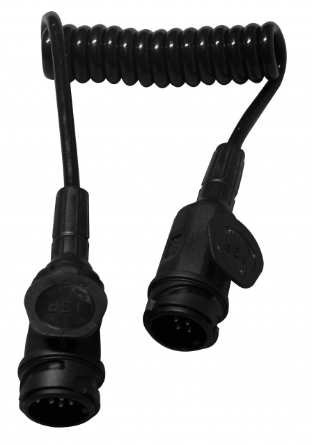 Premium verloop spiraalkabel 8 aderig met 2x 13-polige stekker - 70 tot 175 cm