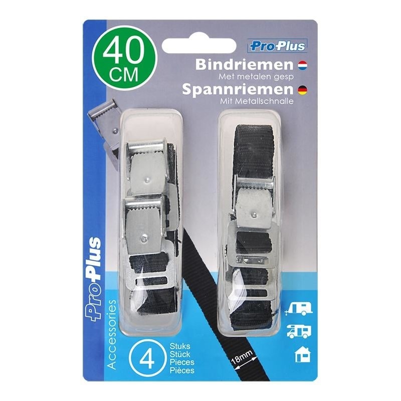 Set van 4 sjorbanden / bindriemen 40x1,8cm voor fietsdrager