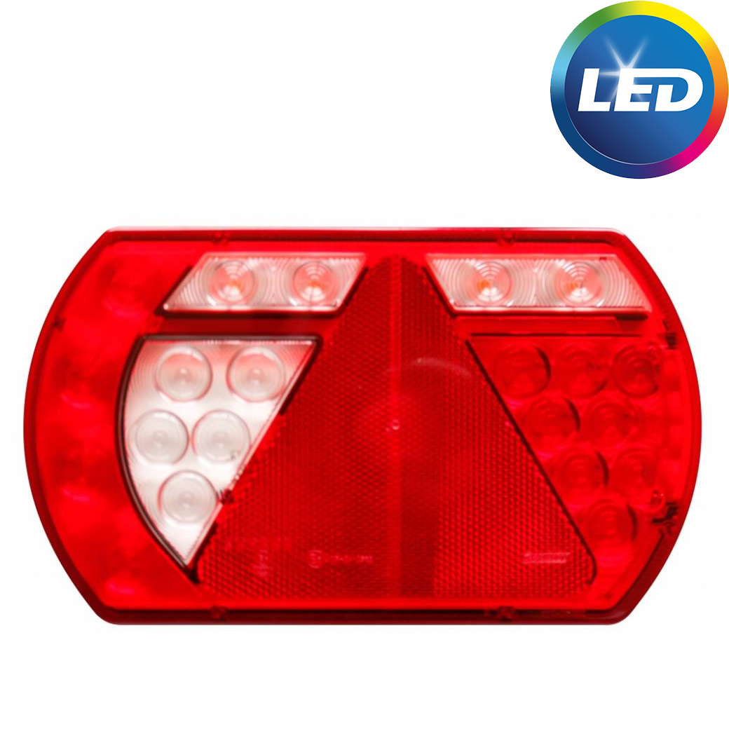 Achterlicht links met ingebouwde weerstand 236x140x25 mm - eenvoudig aan te sluiten met Aspöck connectoren