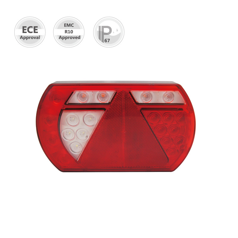 Achterlicht links met ingebouwde weerstand 236x140x25 mm - eenvoudig aan te sluiten met Aspöck connectoren