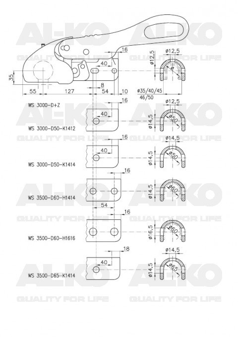 Winterhoff WS3000 veiligheidskoppeling 35/40/45/46/50 mm