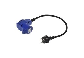 Verloopkabel 40cm van schuko naar CEE +schuko stopcontact