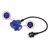 Verloopkabel 40cm van schuko naar CEE contrastekker en schuko stopcontact.