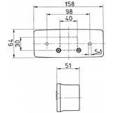 3 kamer achterlicht Rechts 158x64x51 mm