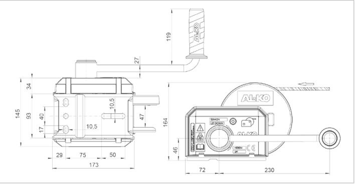 Handlier geremd 500 kg overbrenging 4:1