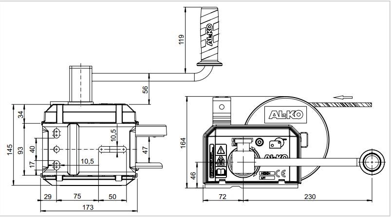 Handlier geremd 500 kg overbrenging 3,75:1