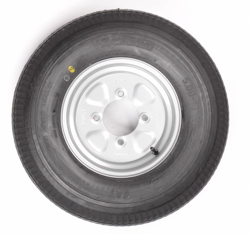 Compleet 10 inch Vredestein wiel - 5.00-10 band + velg - franse steek: 4x115 - 450 kg - 6PR - 85 mm naafdiameter