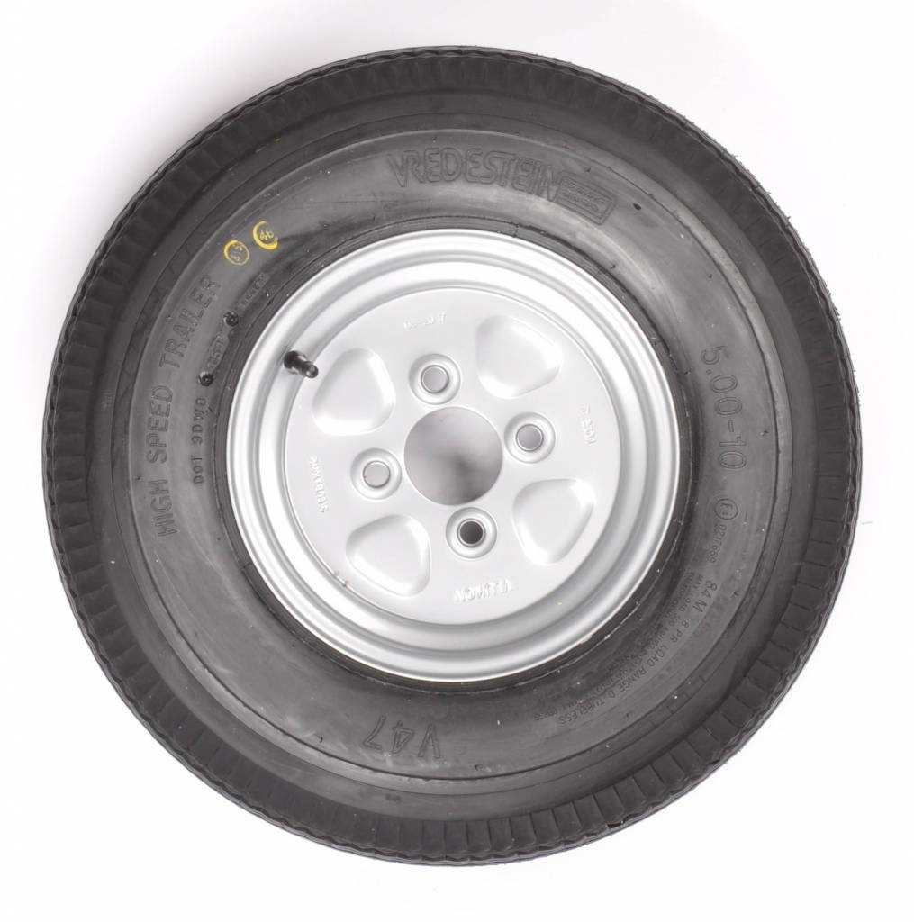 Compleet 10 inch Vredestein wiel - 5.00-10 band + velg - opel steek: 4x100 - 500 kg - 8PR - 60 mm naafdiameter