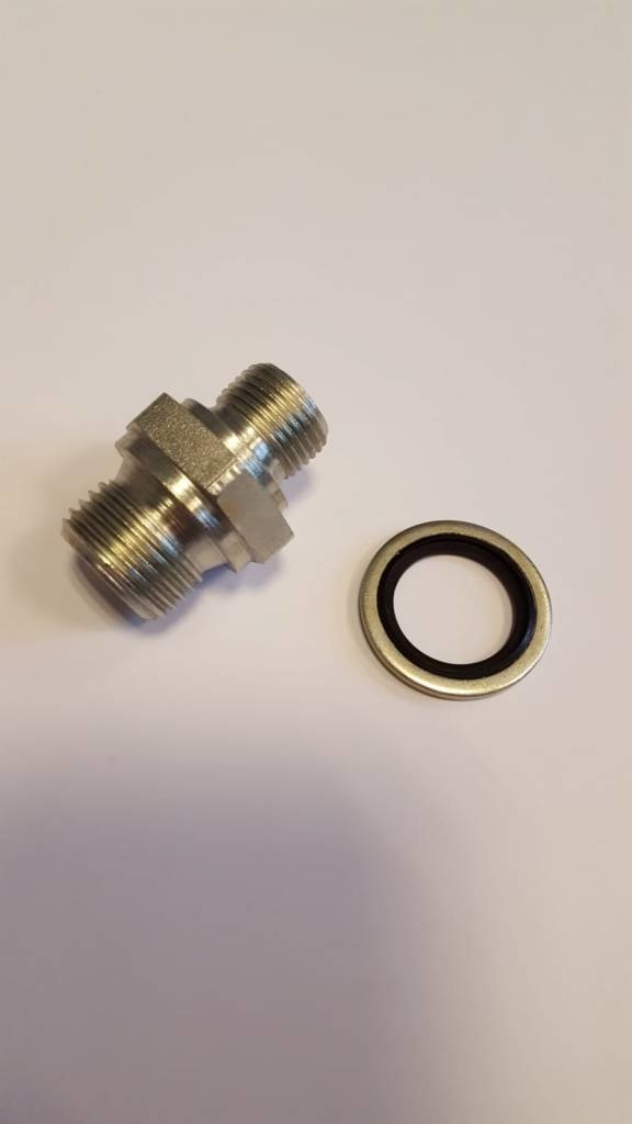Koppeling - 3/8m x 1/2m + dichtring