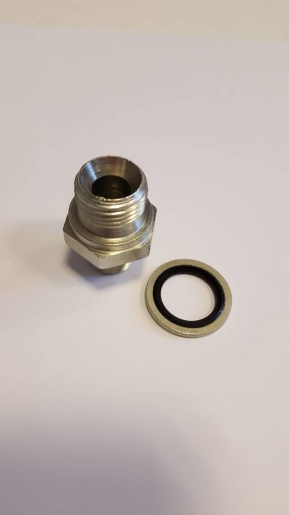 Koppeling - 3/8m x 1/2m + dichtring