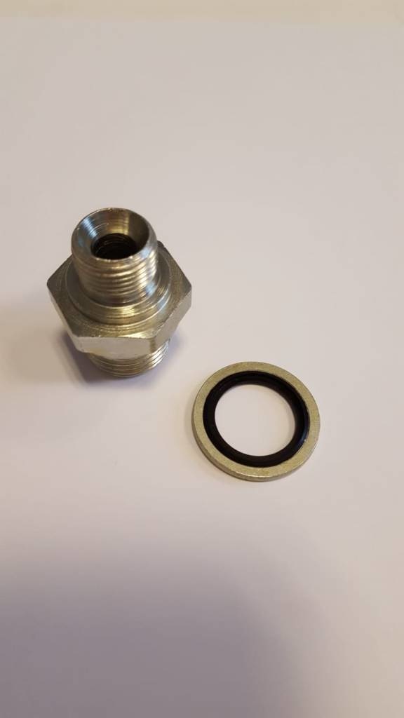 Koppeling - 3/8m x 1/2m + dichtring