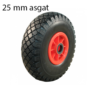 3.00-4 steekwagenwiel - anti-lek en kunststof velg - 125 kg maximale belasting - 25 mm asgat/naafdiameter - inclusief rollager