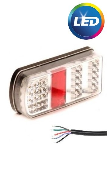 LED achterlicht met alle functies en aan te sluiten met losse draden - 228x106x55 mm links