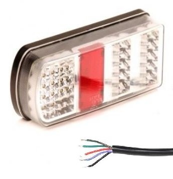 LED achterlicht met alle functies en aan te sluiten met losse draden - 228x106x55 mm links