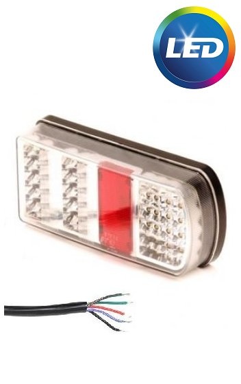 LED achterlicht met alle functies en aan te sluiten met losse draden - 228x106x55 mm rechts