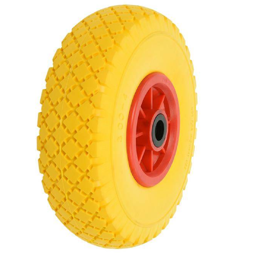 3.00-4 steekwagenwiel - massief/anti-lek band en kunststof velg - 100 kg maximale belasting - 20 mm asgat/naafdiameter - inclusief rollager