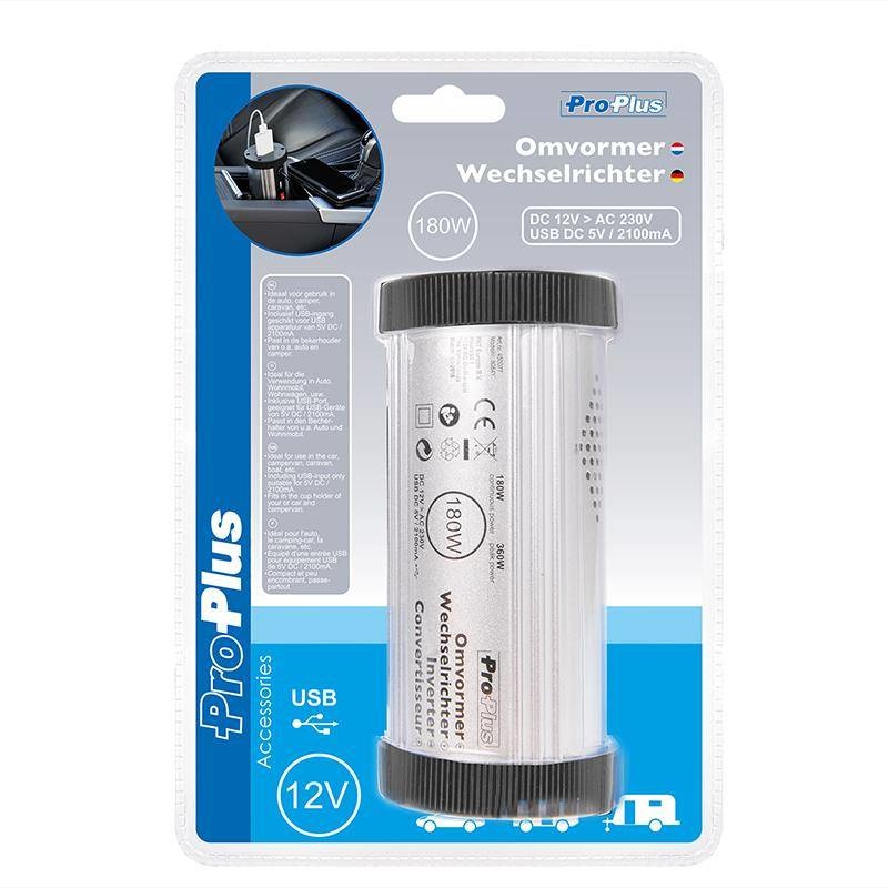 Omvormer 12V-230V  180W + USB