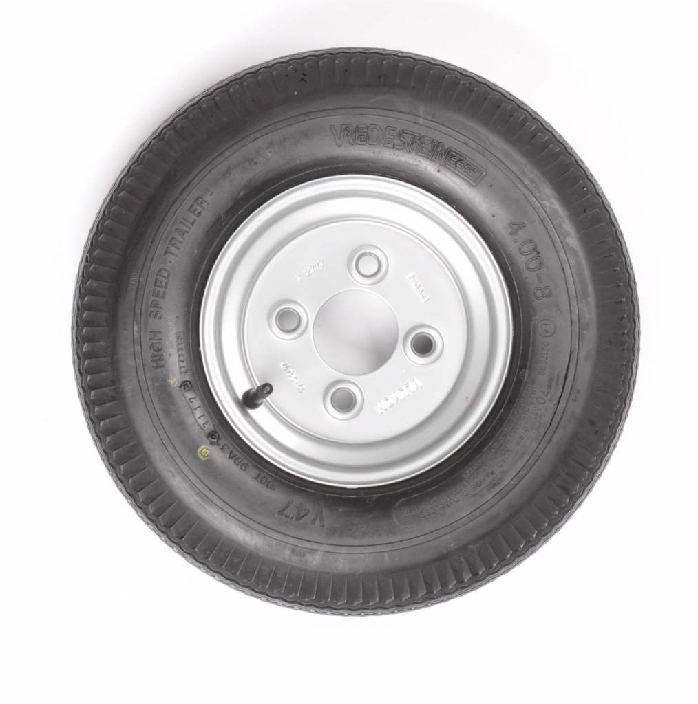 Compleet 8 inch Vredestein wiel - 4.00-8 band + velg - opel steek: 4x100 - 4PR - 270 kg - 60 mm naafdiameter