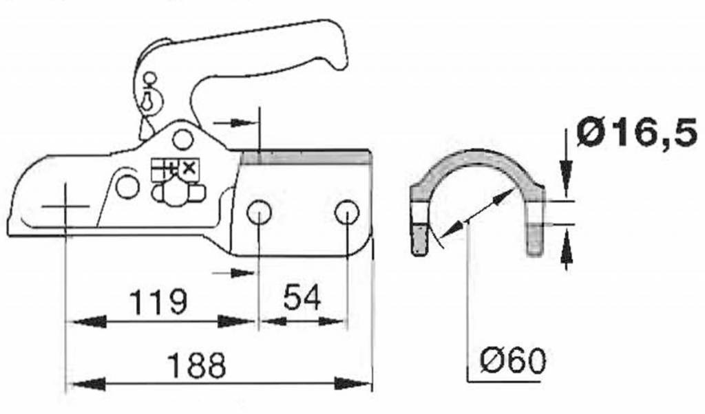 Albe EM350R - rond 60 mm - 3500 kg - geremde koppeling