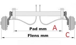 Ongeremde torsie as - padmaat 950 mm - flensmaat 1380 mm - 750 kg - 4x100