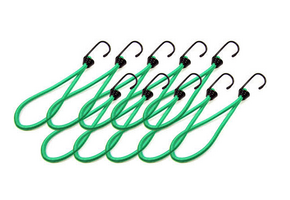 Set van 10 Spanelastieken met haak  (groen) 230 mm