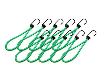 Set van 10 Spanelastieken met haak (groen) 230 mm