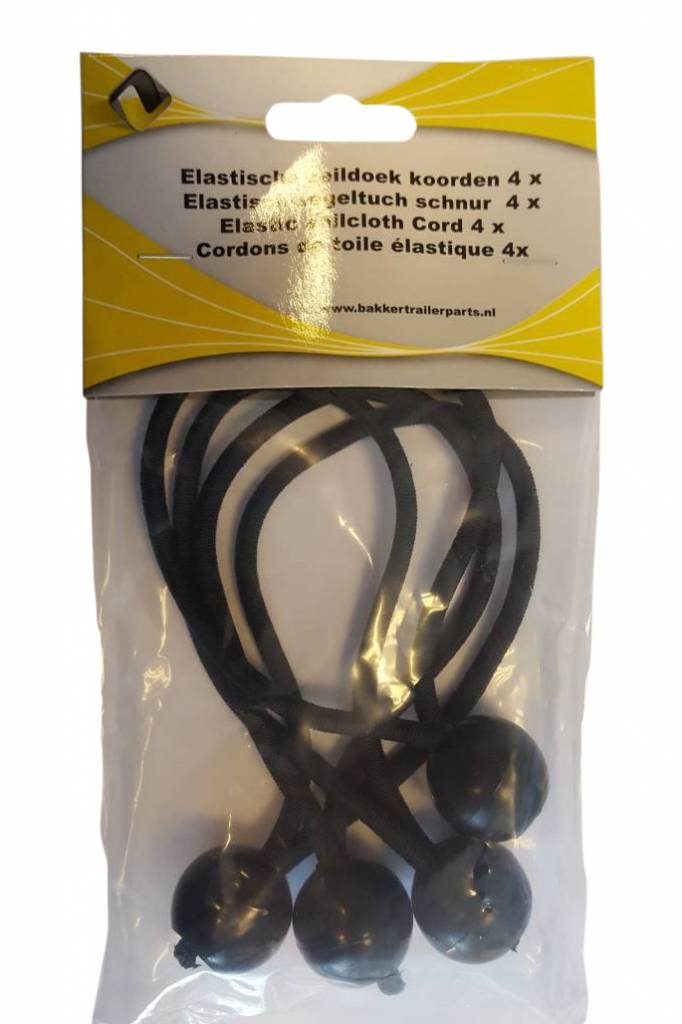 Elastische zeildoek koorden 4x zwart 150 mm > 300 mm