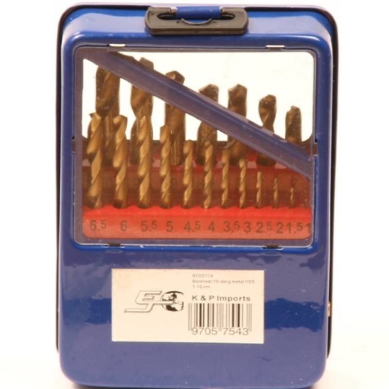 Metaalborenset 19-delig in metalen box