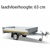 Geremde Eduard plateauwagen - 256x150 cm - 1350 kg bruto laadvermogen - 63 cm laadvloerhoogte - 30 cm borden