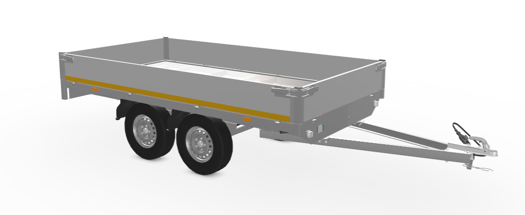 Ongeremde Eduard plateauwagen - 310x160 cm - 750 kg bruto laadvermogen - 72 cm laadvloerhoogte - 30 cm borden