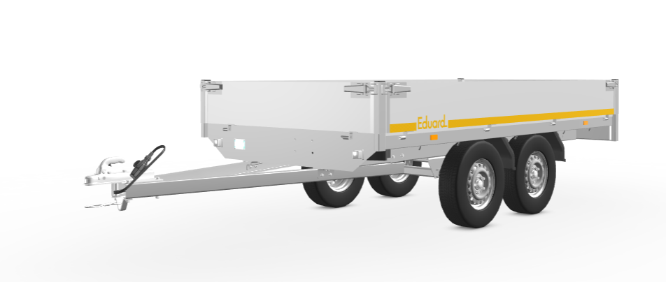 Ongeremde Eduard plateauwagen - 310x160 cm - 750 kg bruto laadvermogen - 72 cm laadvloerhoogte - 30 cm borden